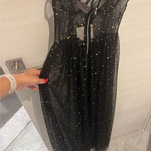 Showpo. Sheer Gold Star glitter dress Black US 4, XS, UK8 Festival Burning Man
